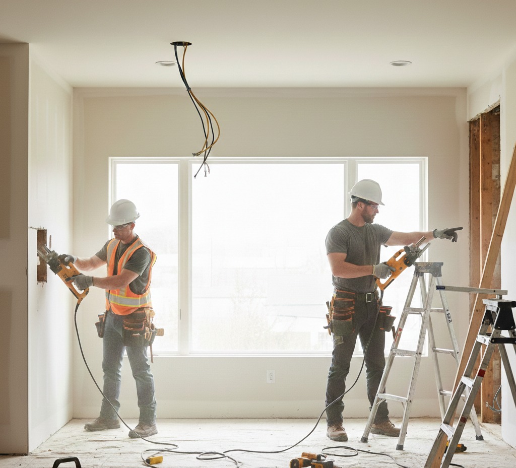 Professionals carefully cutting and removing an interior wall with temporary supports in place, demonstrating wall removal what you need to know for safe execution.